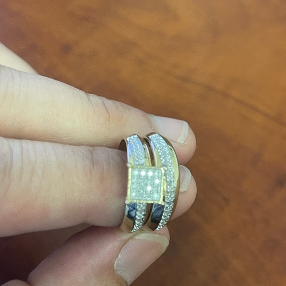 14K GOLD OVER SOLID 925 STERLING SILVER 0.35 CTW AUTHENTIC DIAMONDS - Picture 3 of 4